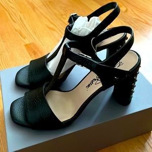 Emanuela Passeri, made in Italy, leather black heels, size 7.5/ 38